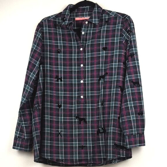 Vilagallo Plaid Long Sleeve Popover Blouse Top With Velvet Animals & Shapes - Picture 15 of 15